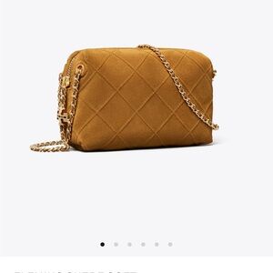 Tory Burch Quilted Chickory Brown Fleming Crossbody Bag